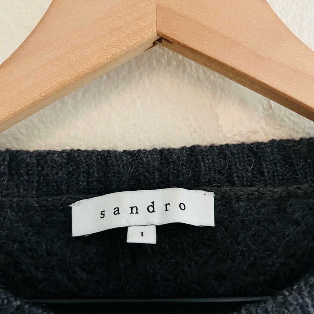 SANDRO Women's Gray Wool Blend Sweater Size 1/Small - Picture 6 of 6
